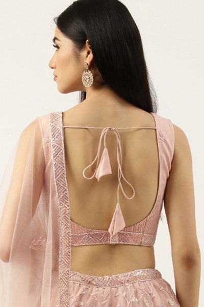 Peach Gota Patti Embroidered Lehenga Choli